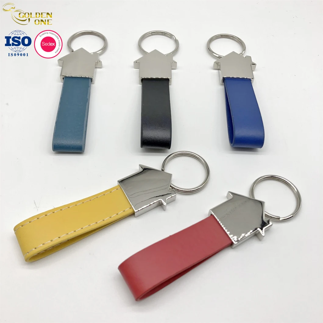 Wholesale Custom Logo Car Key Shell Blank PU Leather Keychain Aluminum Zinc Alloy Key Fob for Car Logo