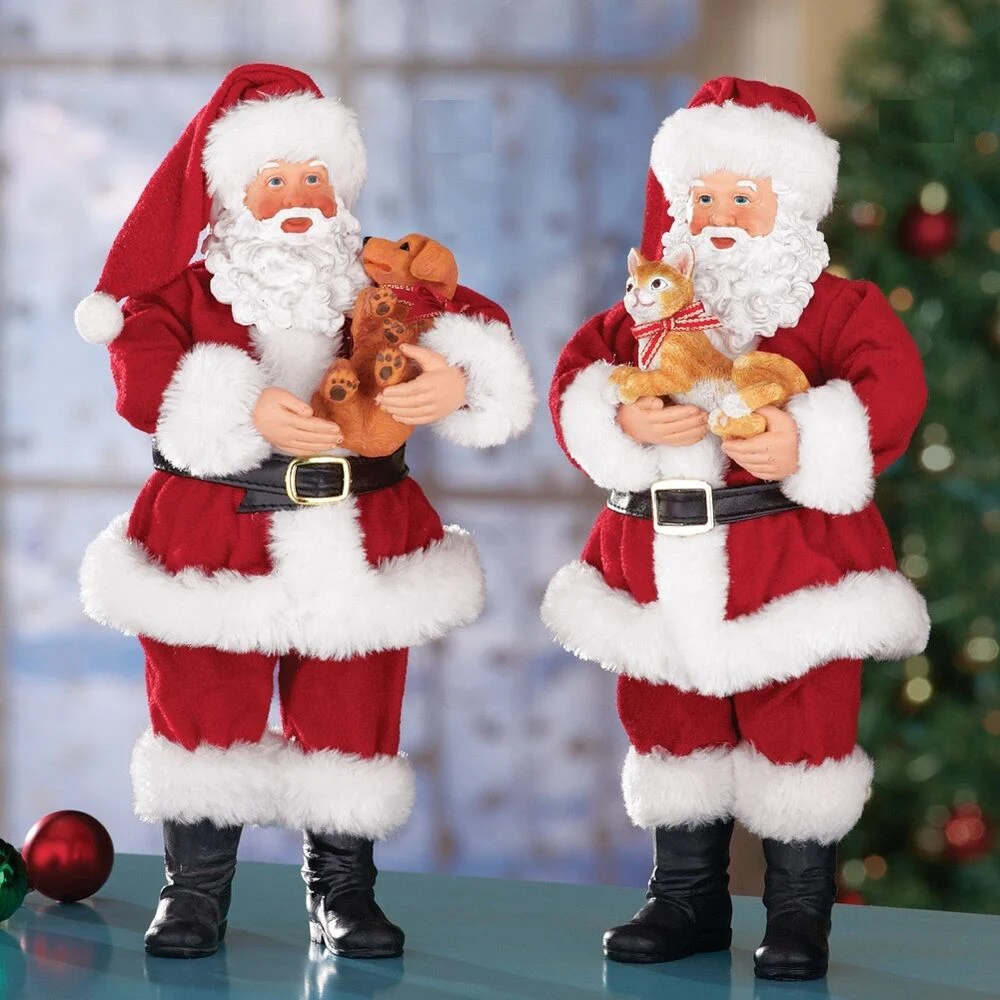 Waterproof Outdoor Christmas Decoration Fiberglass Resin Santa Claus with Gift Box Statue for Sale