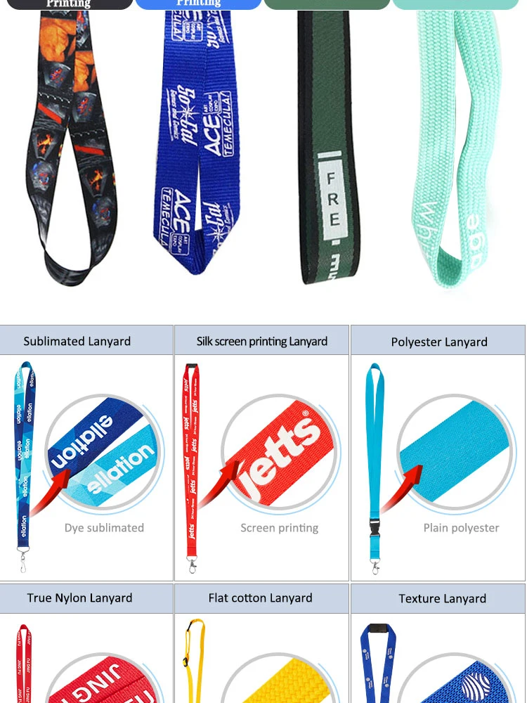 Wholesale Promotional Promotion Gift Custom Sublimation Heated Transfer Printing Polyeter Printed Logo Neck Metal Hook Buckle Office Lanyard for ID Card Badge