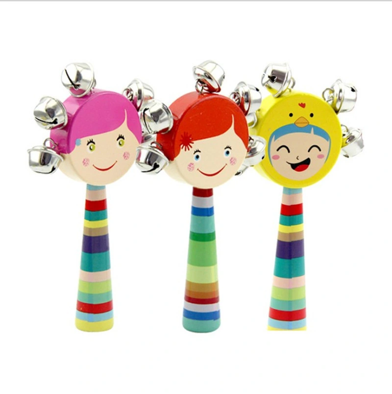 Wooden Cartoon Smiling Face Handbell Montessori Toy