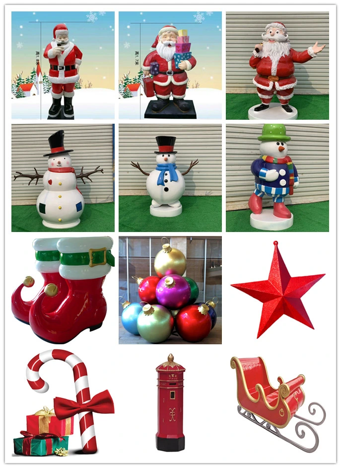 Outdoor Fiberglass Sculpture Santa Snowman with Gifts Decoration Christmas Mall Shop Window Decoration Statue