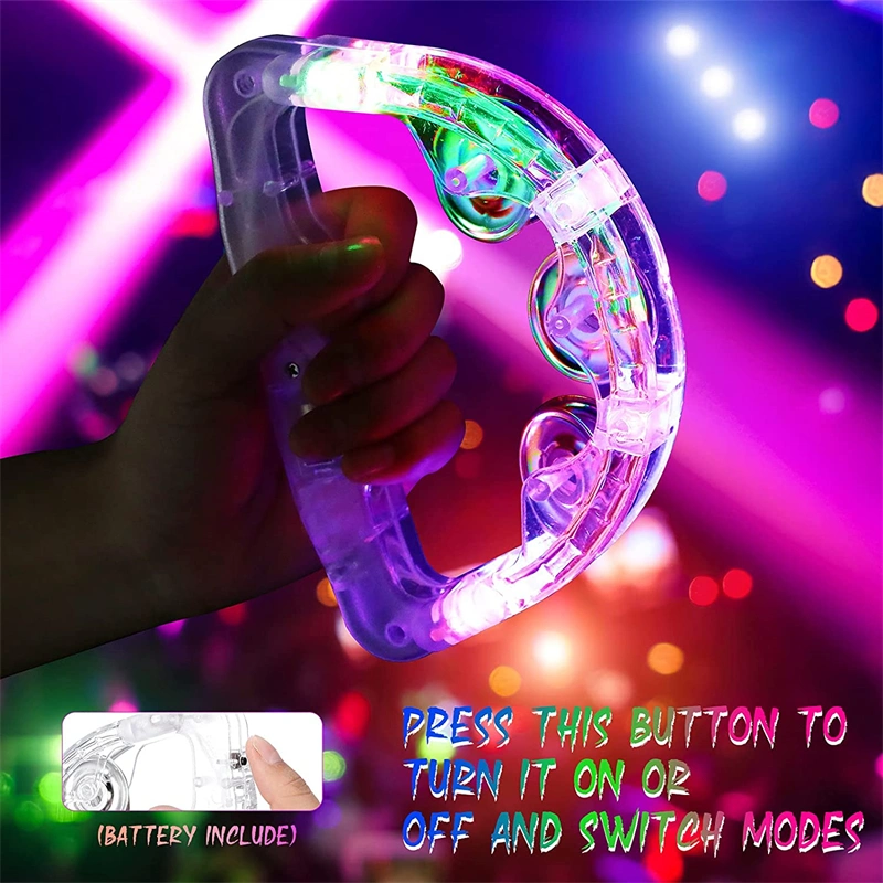 LED Light up Flashing Tambourine Hand Ring Bandbell