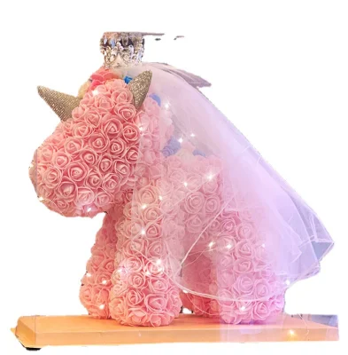 Unicorno rosa PE all'ingrosso con corona regalo regalo di decorazione per festival di compleanno di San Valentino di Natale